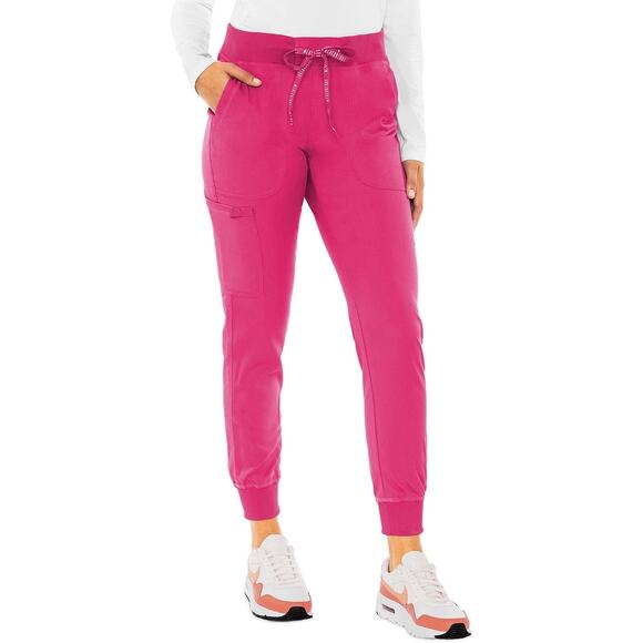 Med Couture Touch XS Pink Jogger Scrub Pants Drawstring Waist Stretch Comfort - Picture 1 of 8